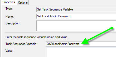 sccm ts where is used local admin